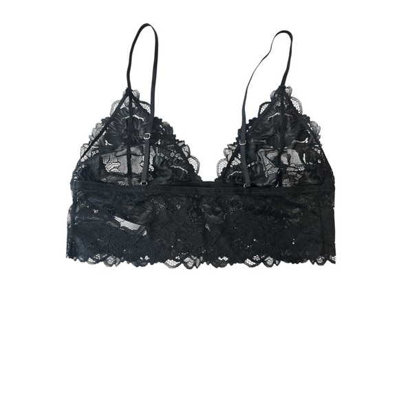 New Free People Bralette‎ Women's Medium Black Everyday Lace Longline Stretch - Picture 4 of 9